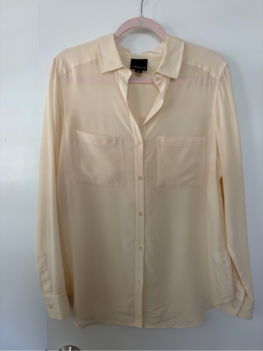 Silk Trouvé Pale Cream Button-Down Shirt
